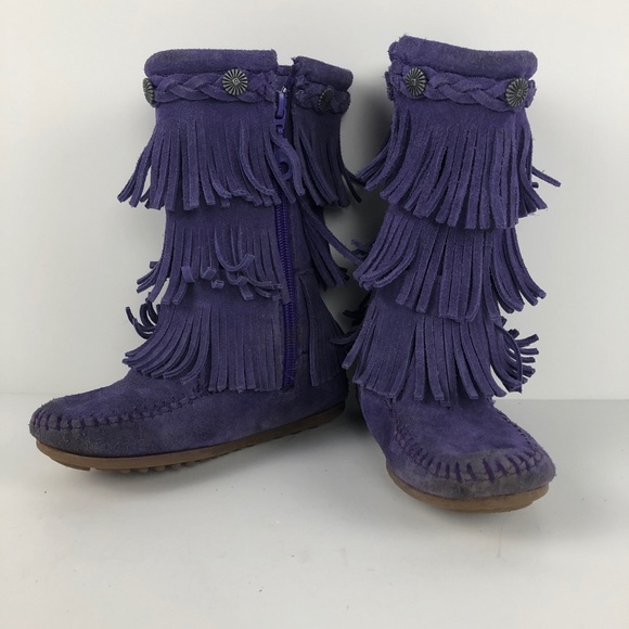 minnetonka purple fringe boots